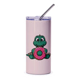 Dinosaur Tumbler, Cute Dino Donut, Cartoon Animal Gift, Tumbler with Straw, Kids Gift, Birthday Gift, Dino Lover Gift, Personalized Tumbler - Tawshia